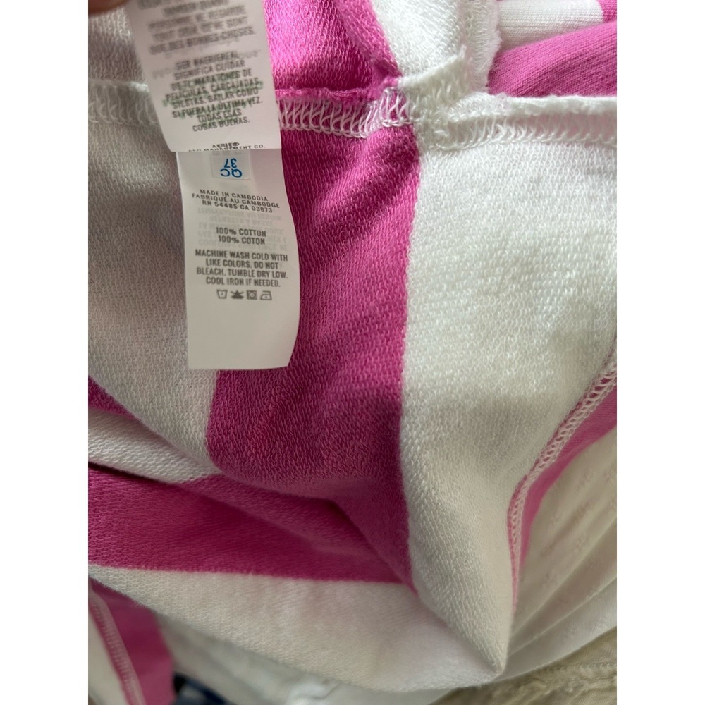 NWT Aerie Poolside Terry Henley L Pink White Striped Oversized Beach Coquette - Picture 6 of 6